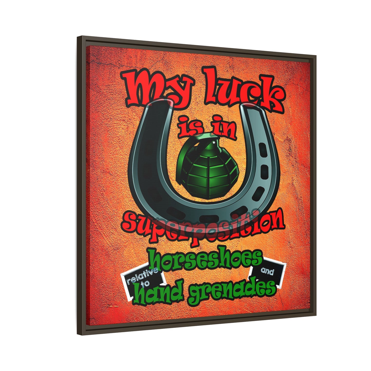 my luck - framed canvas art (burnt orange)