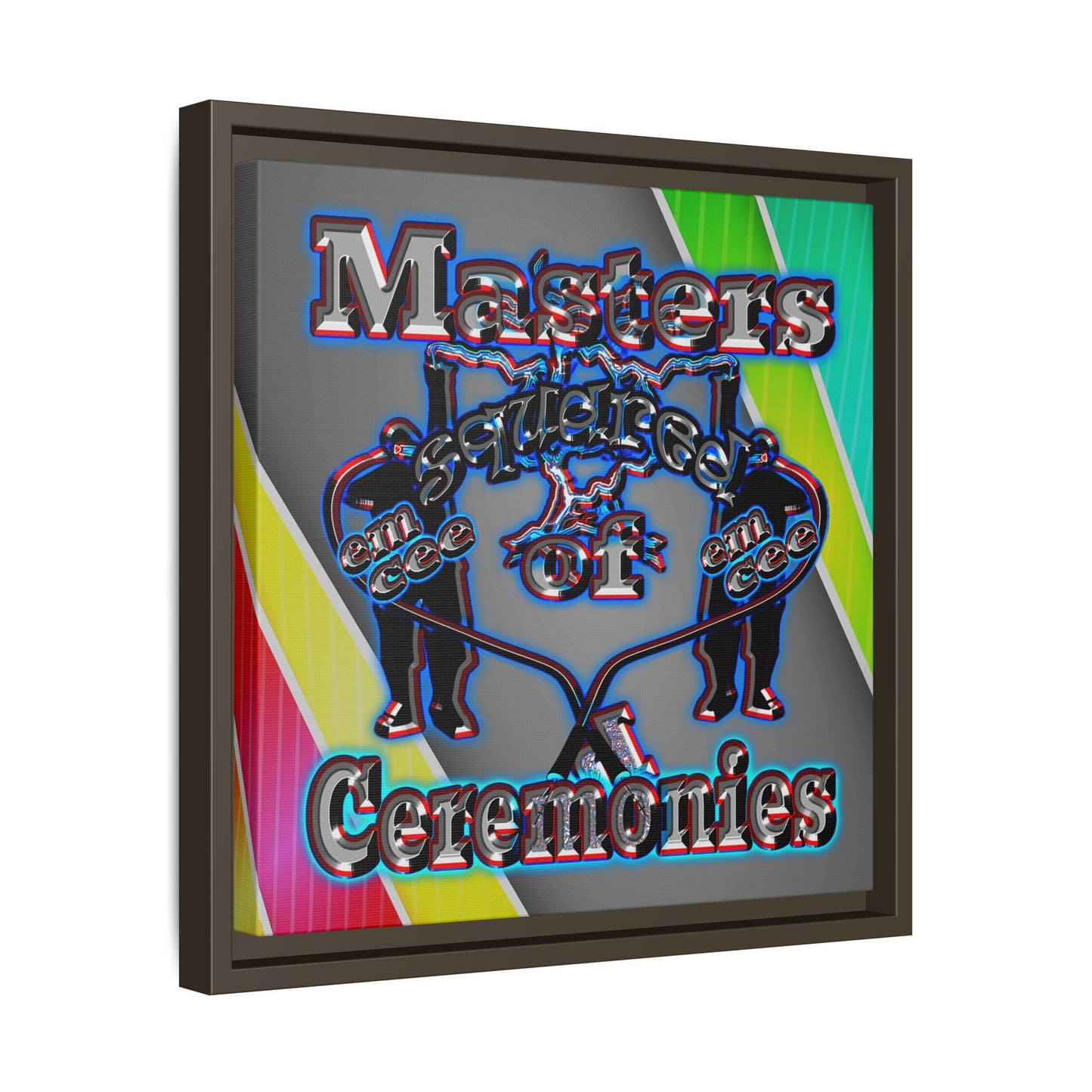 em cee squared - framed canvas art (rainbow split)