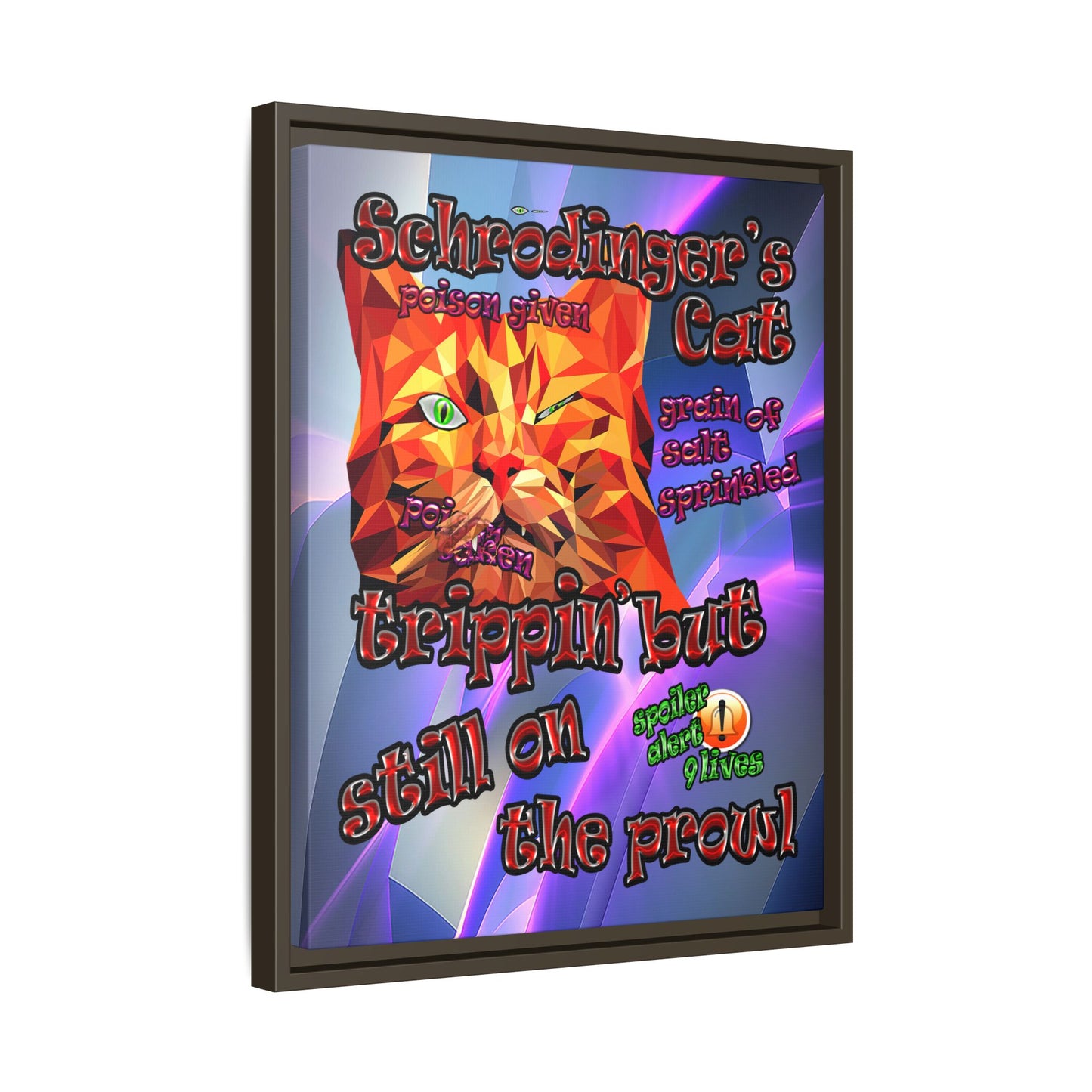 schrodinger's cat - framed canvas art (grey-pink wave)
