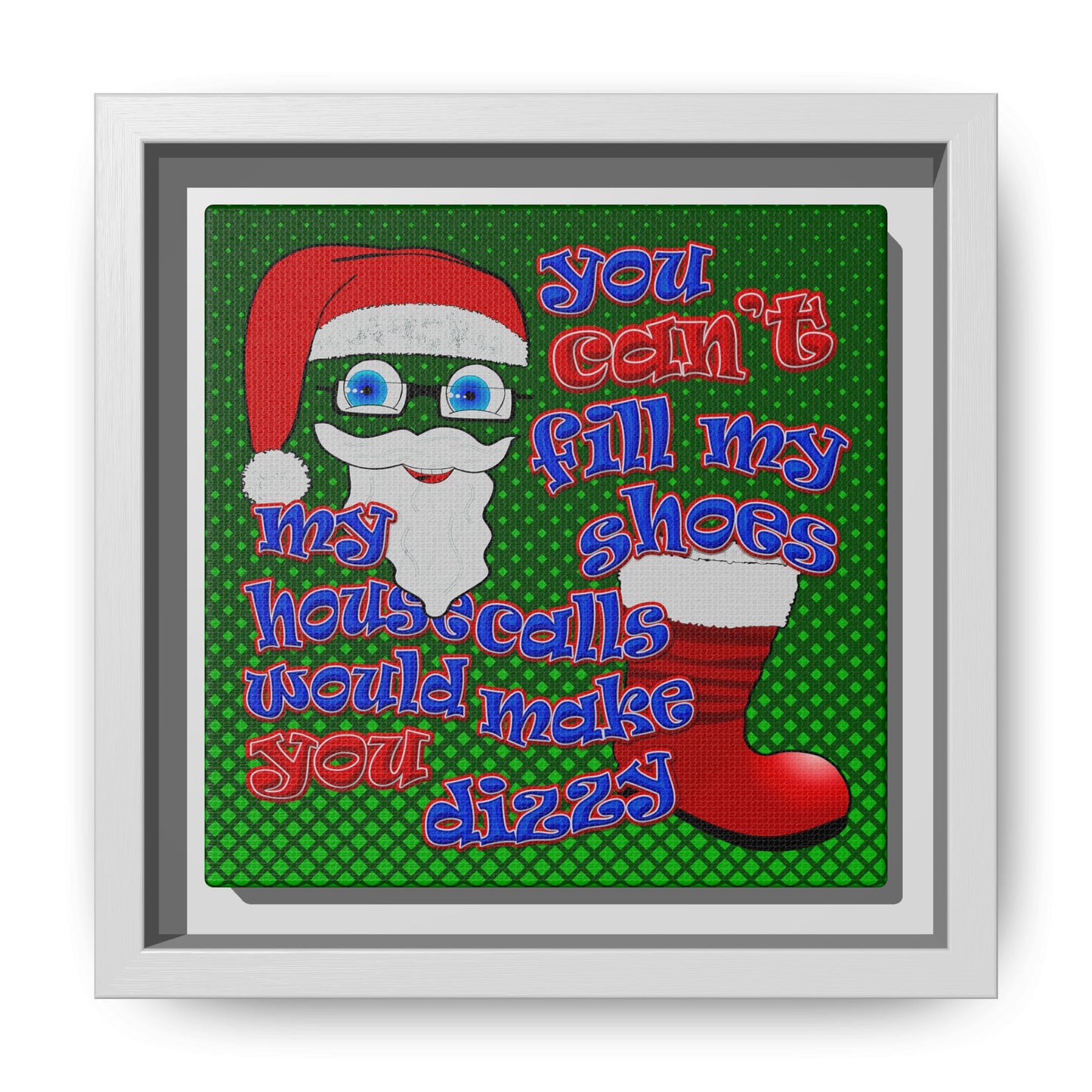 santa's shoes - framed canvas art (logo green)