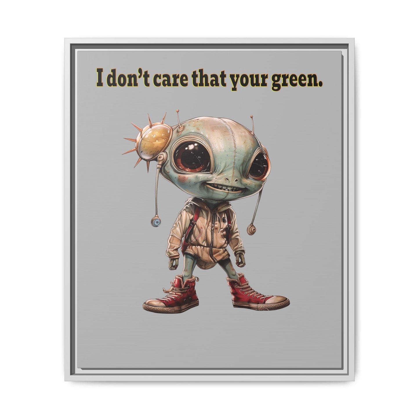 I don't care that your green - framed canvas art (light grey)