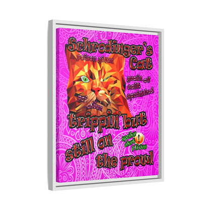 schrodinger's cat - framed canvas art (pink swirl)