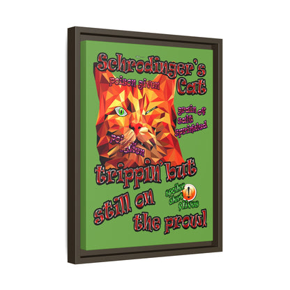 schrodinger's cat - framed canvas art (green)