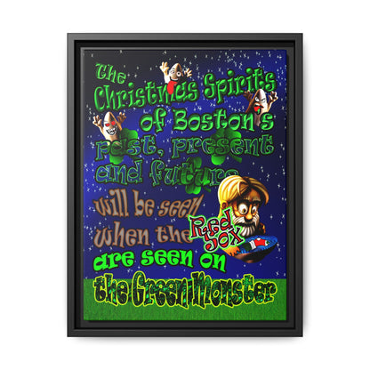 christmas spirits of boston - framed canvas art ('snoops' background)