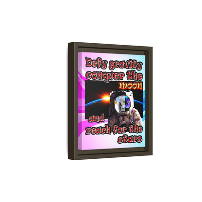 defy conquer reach - framed canvas art (light blue-pink wave)
