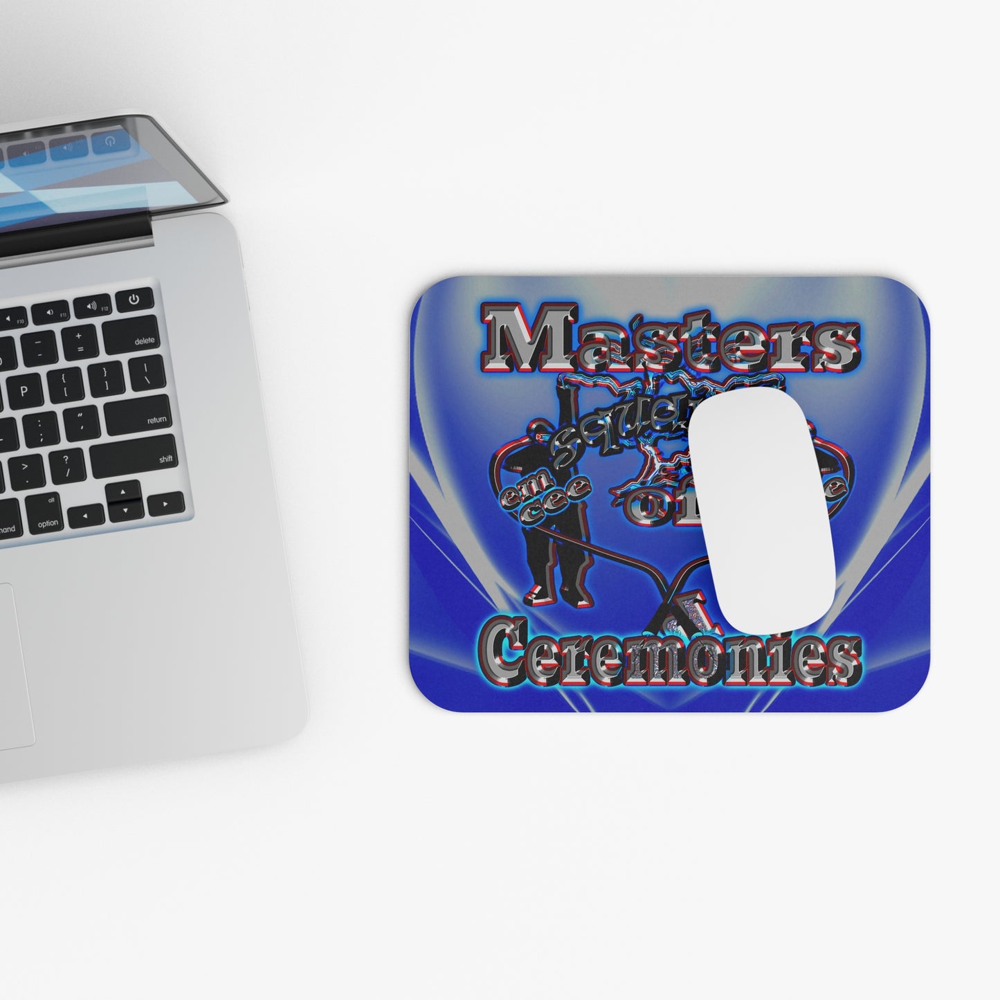 em cee squared - Mouse Pad (Rectangle) (blue-white wave)