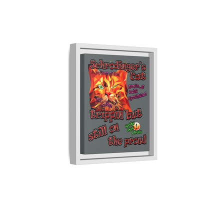 schrodinger's cat - framed canvas art (dark grey)