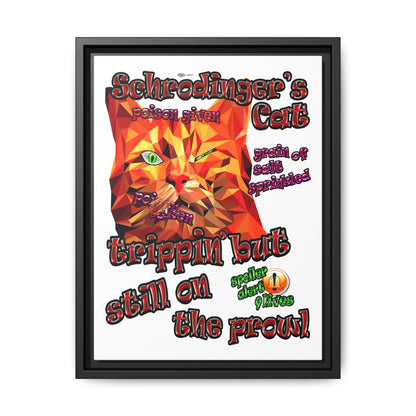 schrodinger's cat - framed canvas art (white)