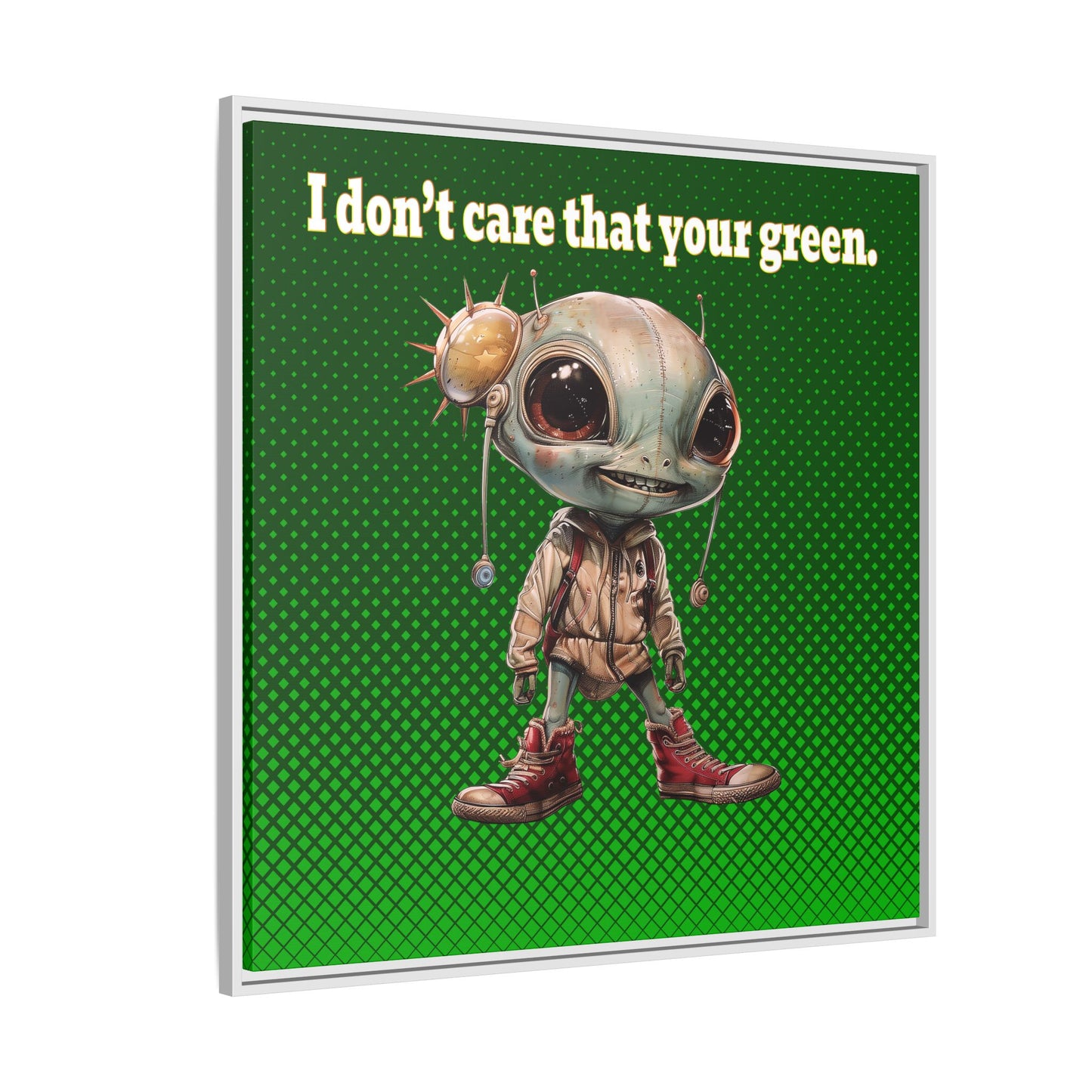 I don't care that your green - framed canvas art (logo green)