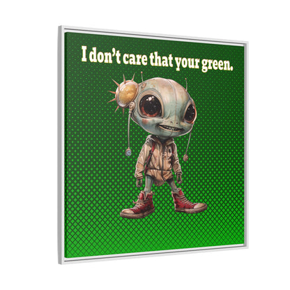 I don't care that your green - framed canvas art (logo green)