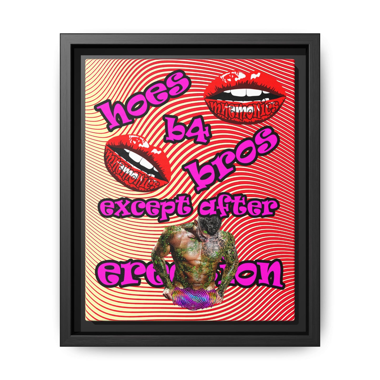 hoes b4 bros - framed canvas art (yellow-orange wave)