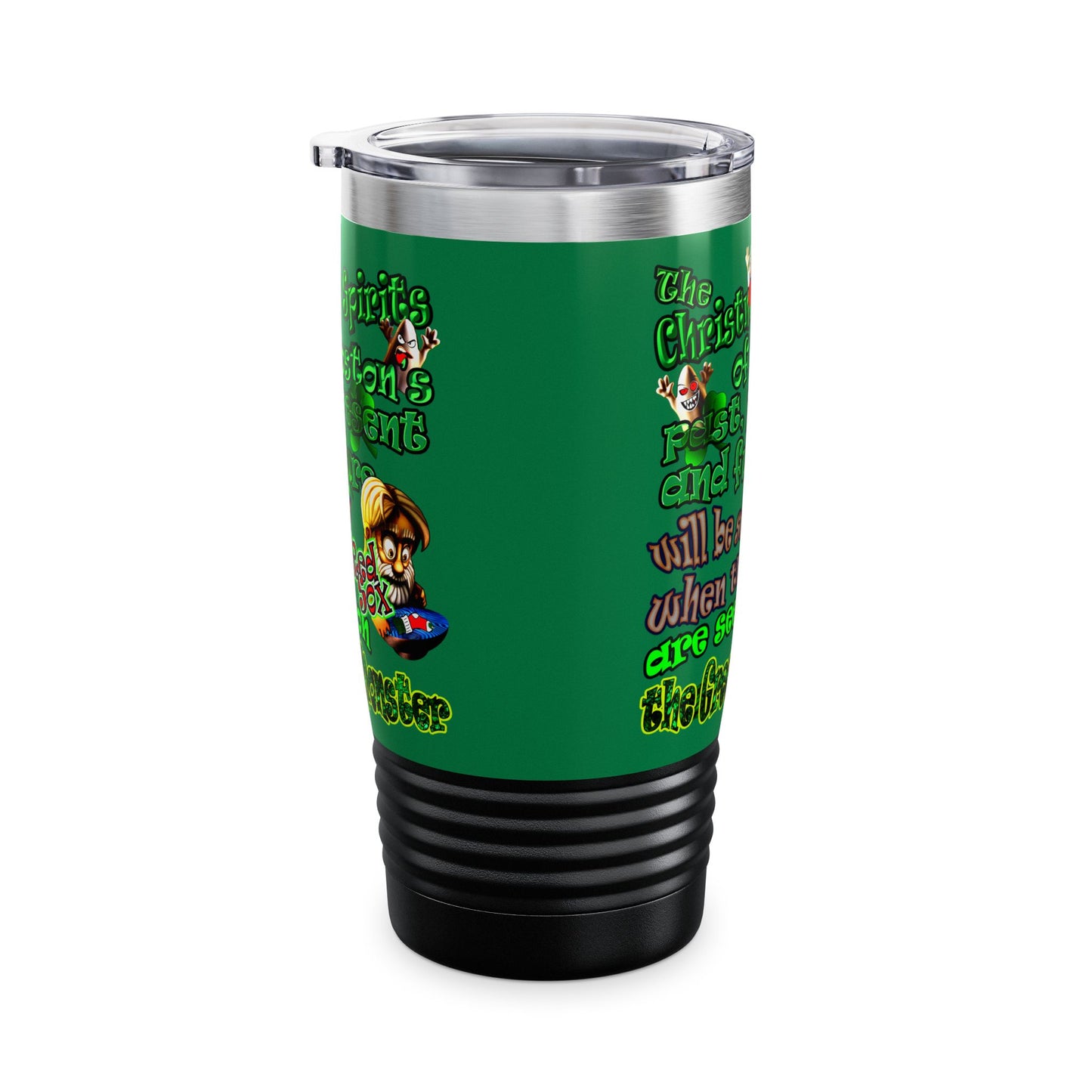 christmas spirits of boston - Ringneck Tumbler, 20oz (dark green)