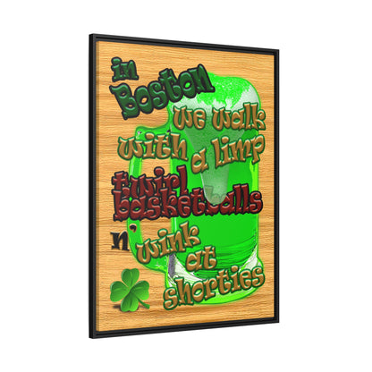 celtics logo - framed canvas art (butterscotch wood finish)