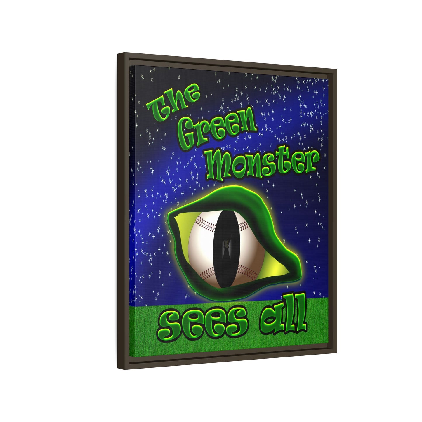 green monster - framed canvas art ('snoops' background)