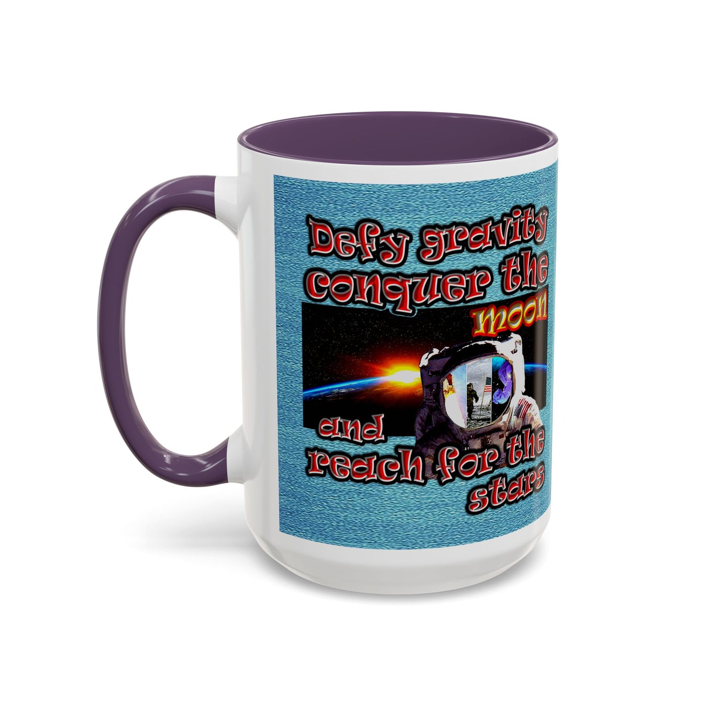 defy conquer reach - Accent Mug (faded blue)