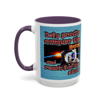 defy conquer reach - Accent Mug (faded blue)