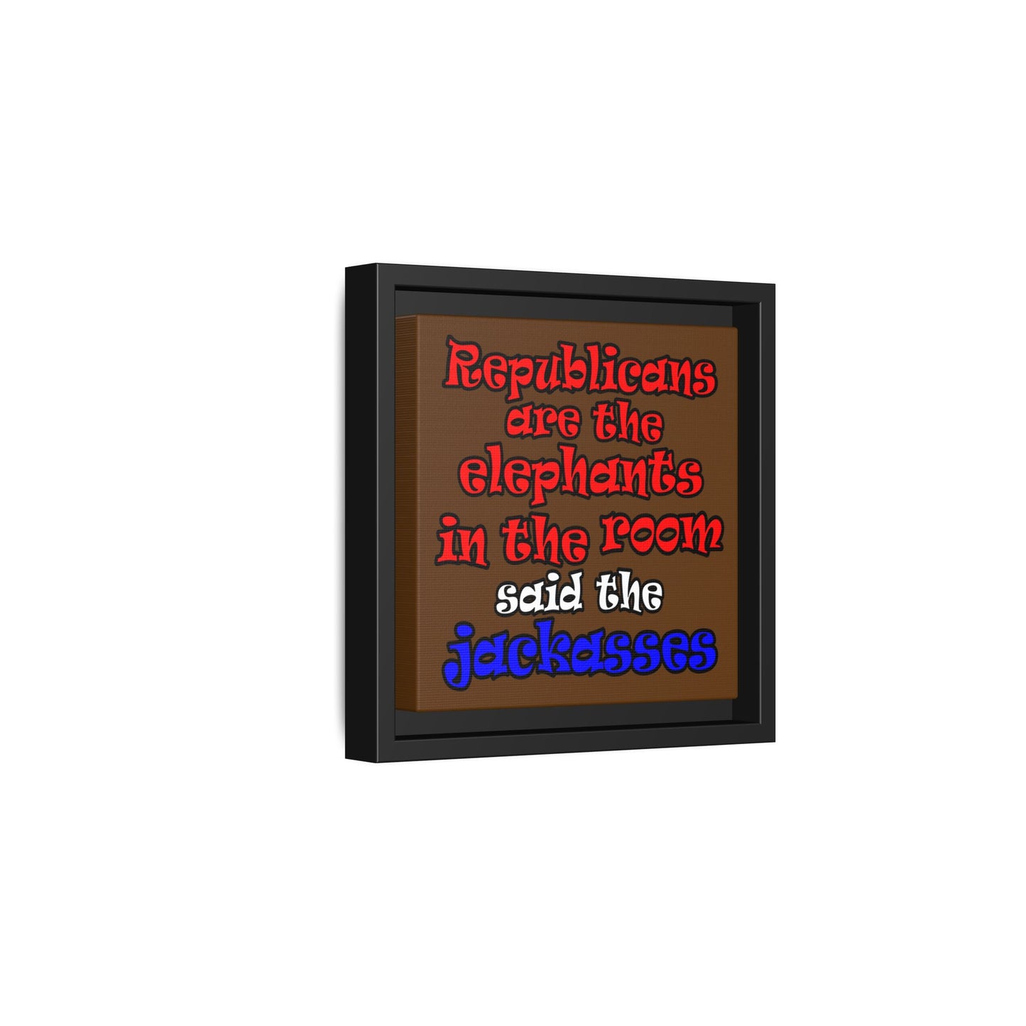 donkeys and elephants - framed canvas art (brown)