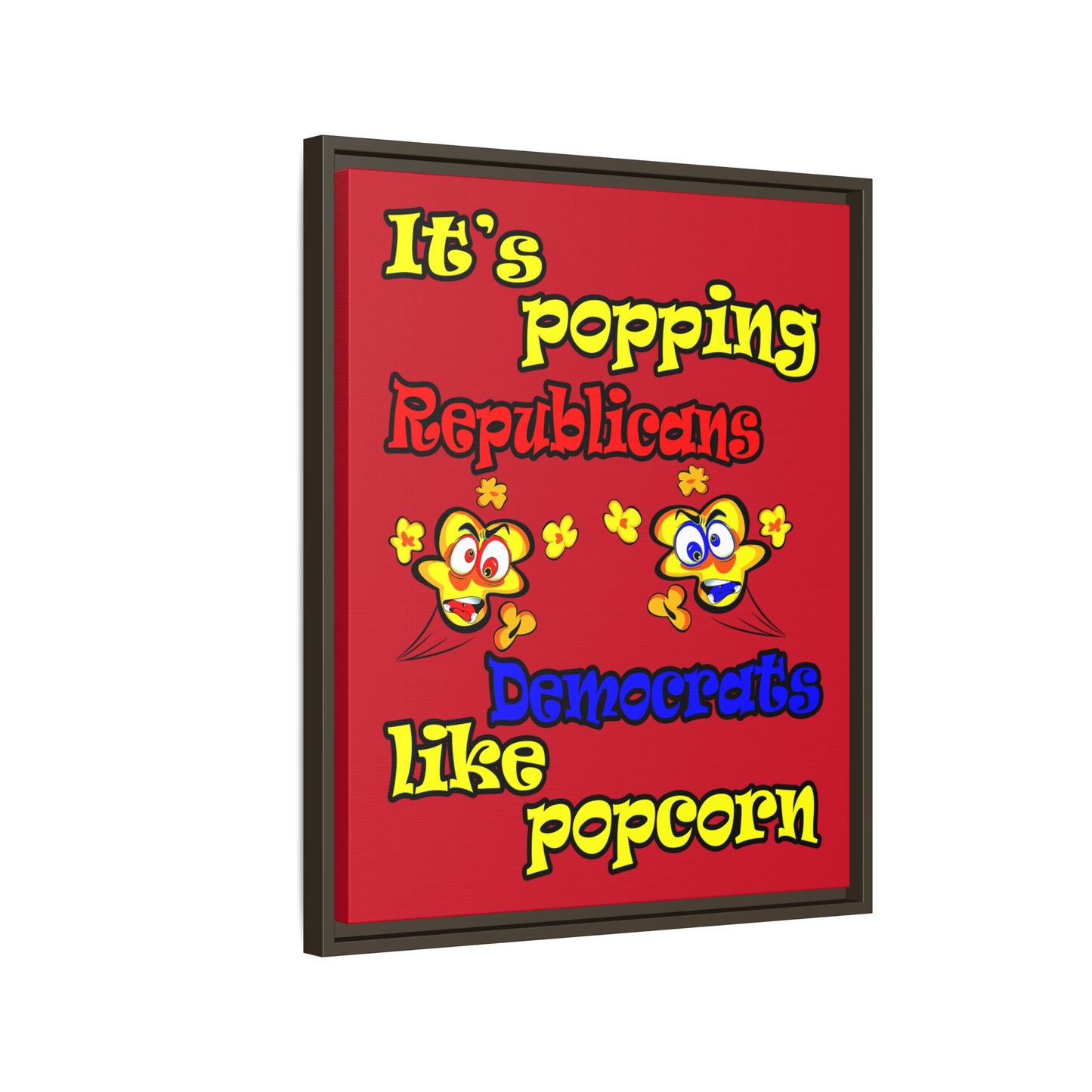 popping like popcorn - framed canvas art (dark red)