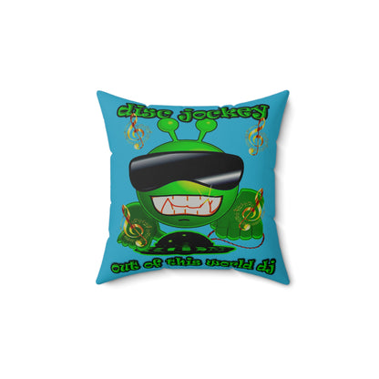 disc jockey - Faux Suede Square Pillow - (turquoise)