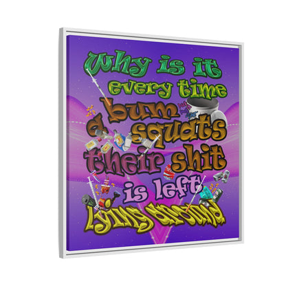 the bum's shit - framed canvas art (purple-pink wave)