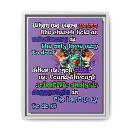 doggystyle - framed canvas art (light purple)