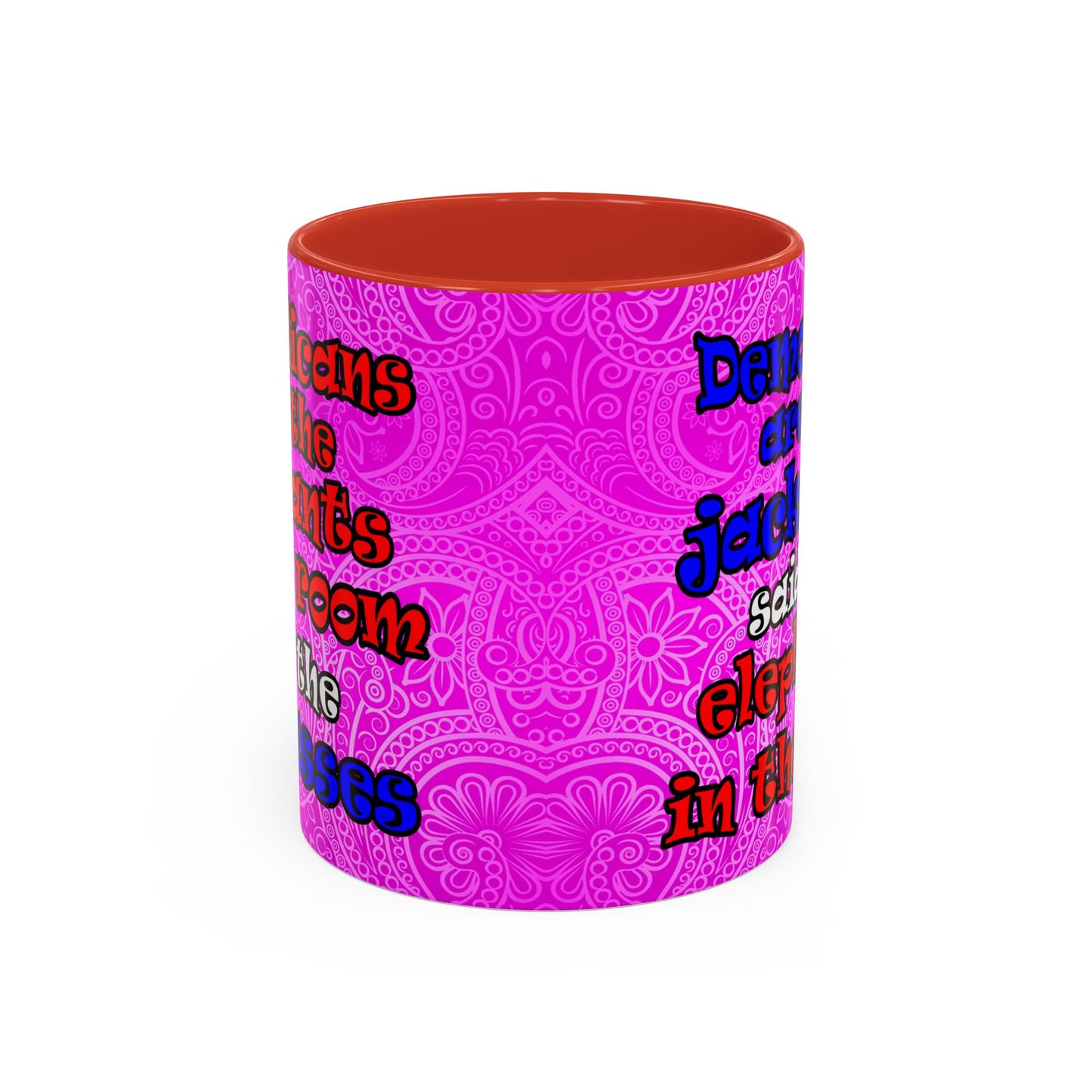 donkeys and elephants - Accent Mug (pink swirl)