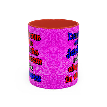donkeys and elephants - Accent Mug (pink swirl)