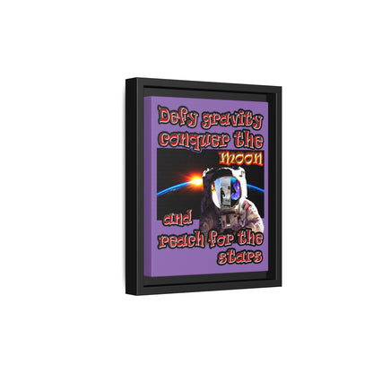 defy conquer reach - framed canvas art (light purple)