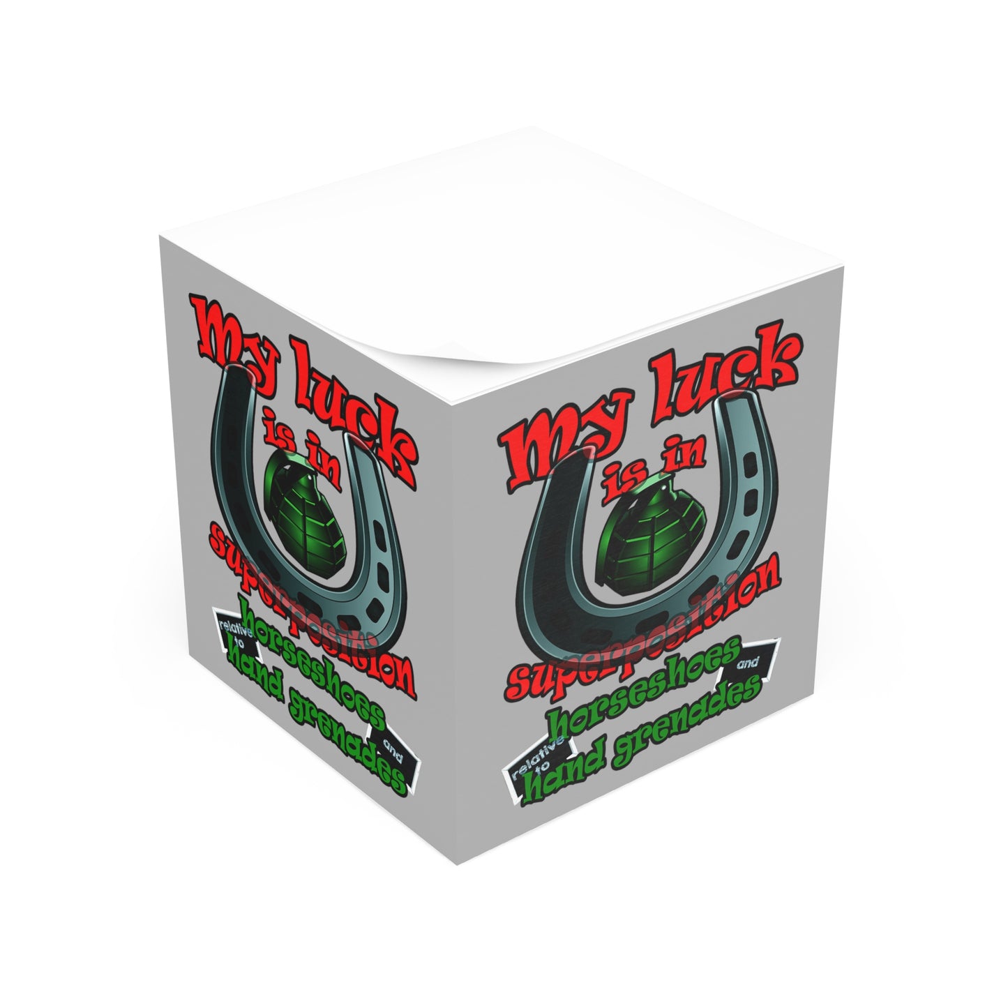 my luck - note cube (light grey)