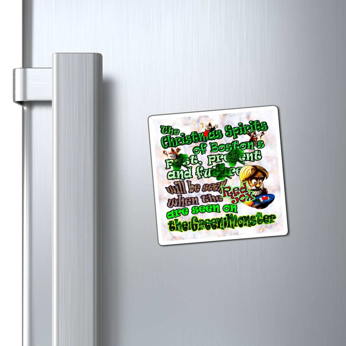 christmas spirits of boston - Magnets - (white marble)