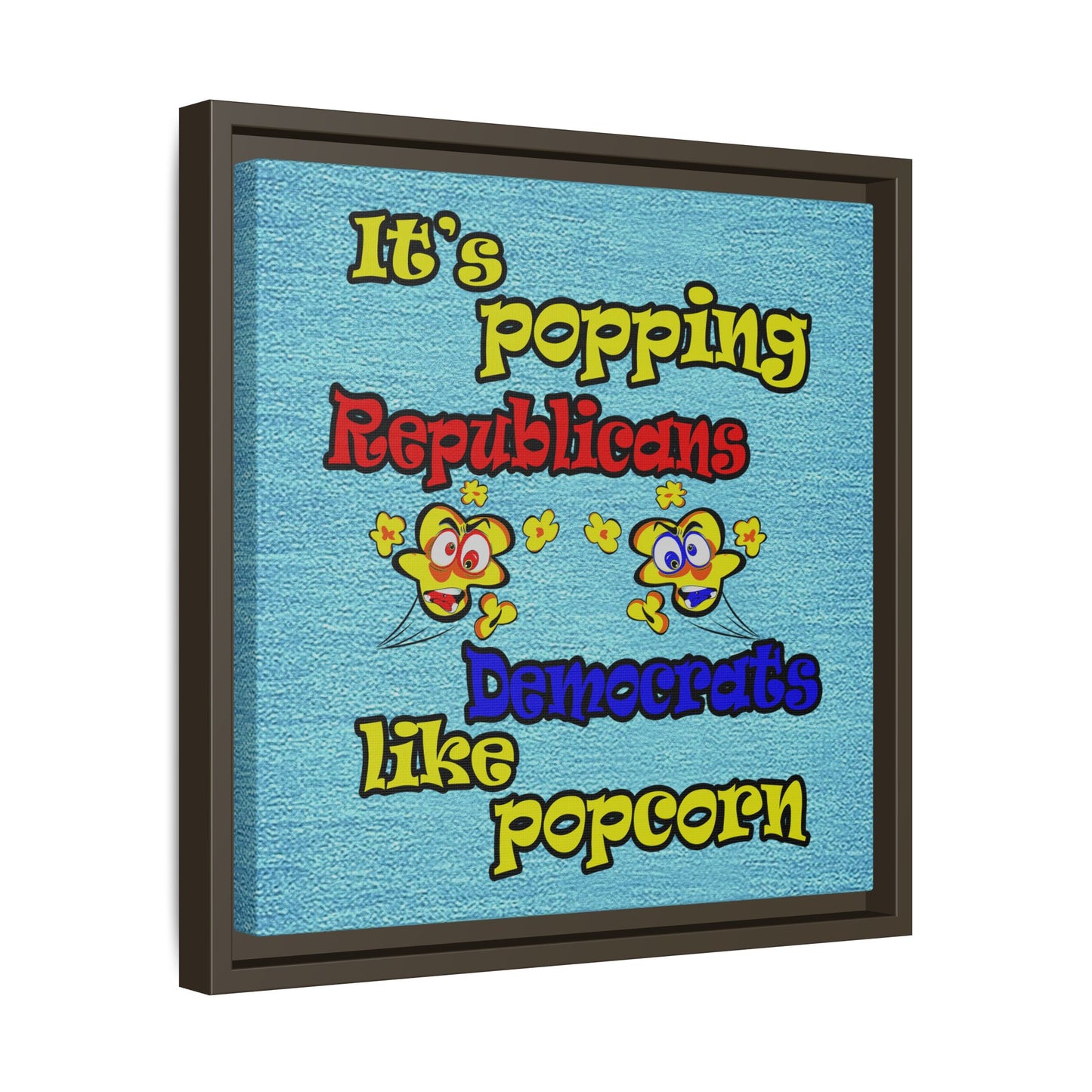 popping like popcorn - framed canvas art (faded dark blue)