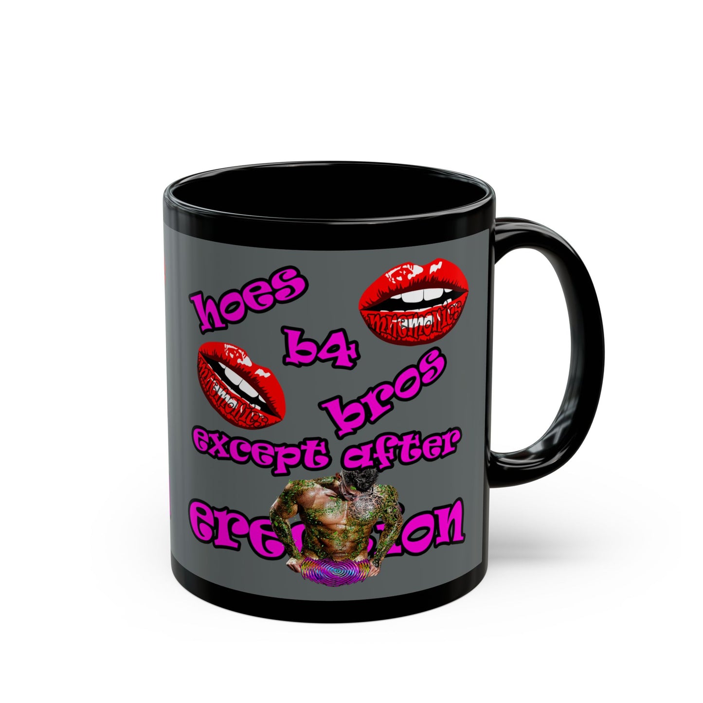 hoes b4 bros - Black Mug (dark grey)