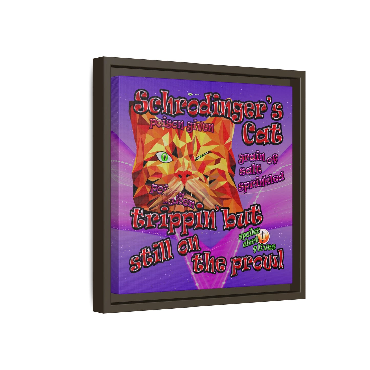 schrodinger's cat - framed canvas art (purple-pink wave)