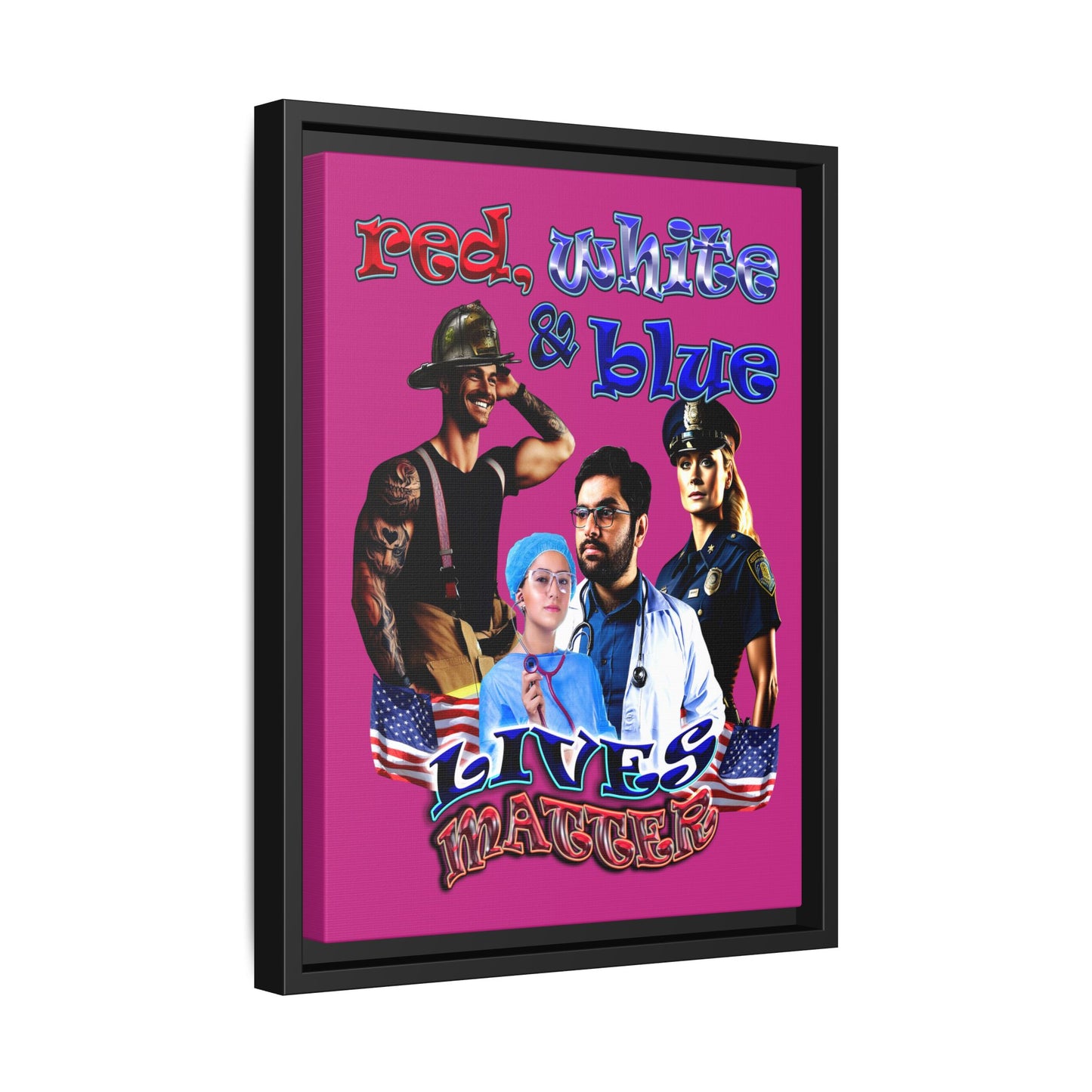 rw&b lives matter - framed canvas art (pink)