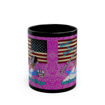 shoot for the stars - Black Mug (pink swirl)