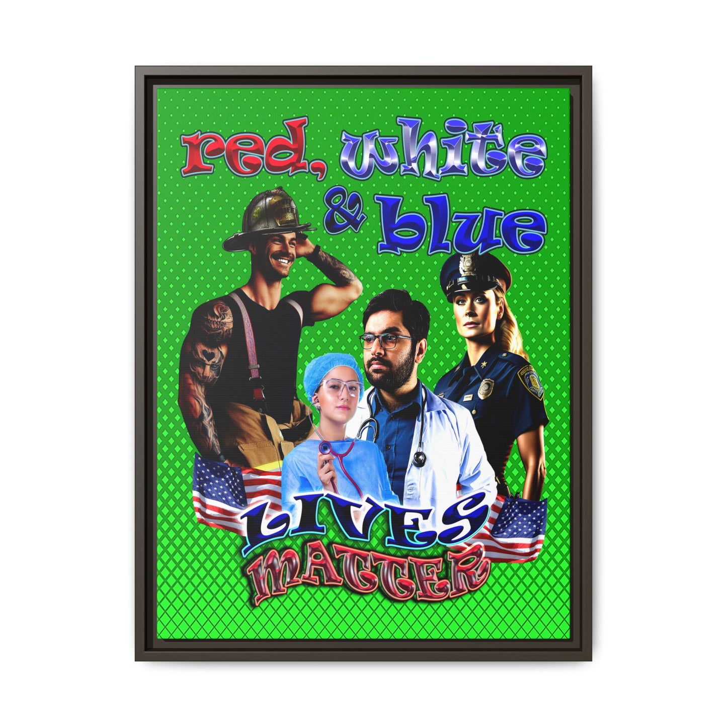 rw&b lives matter - framed canvas art (logo green)