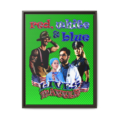 rw&b lives matter - framed canvas art (logo green)