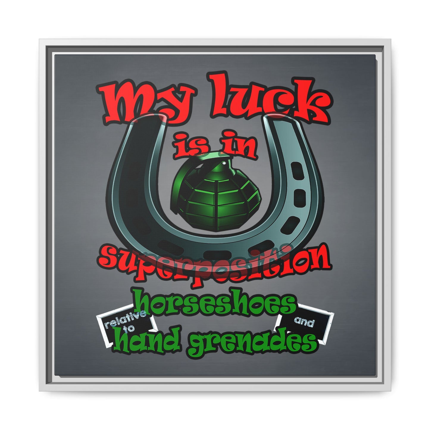 my luck - framed canvas art (grey-light grey)