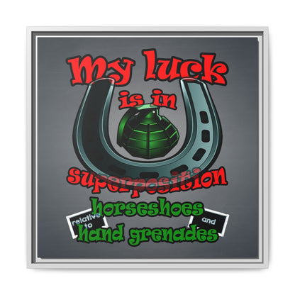 my luck - framed canvas art (grey-light grey)