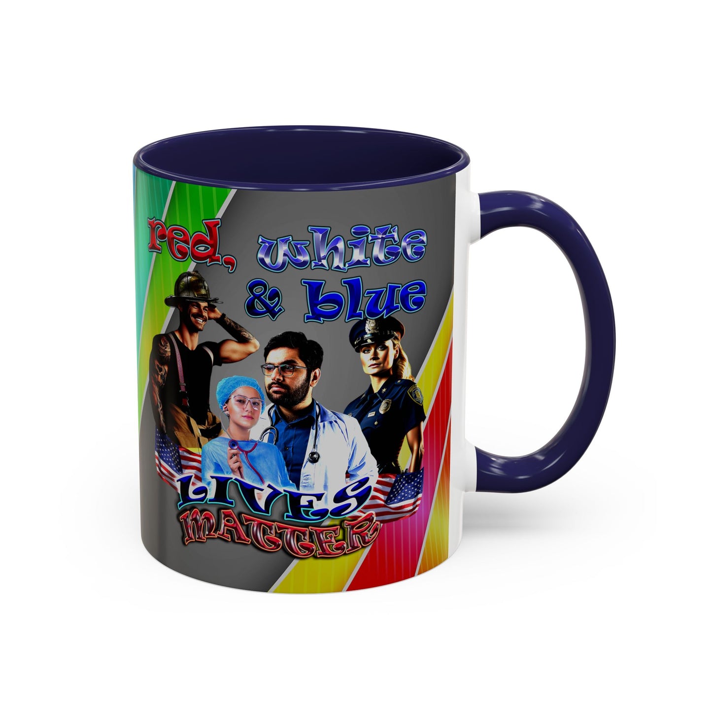 rw&b lives matter - Accent Mug (rainbow split)