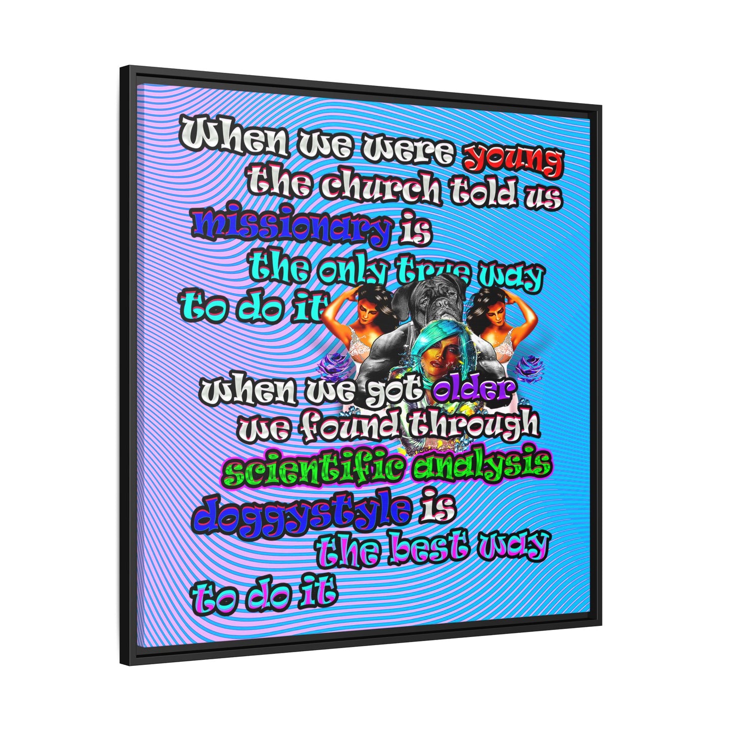 doggystyle - framed canvas art (light blue-purple wave)