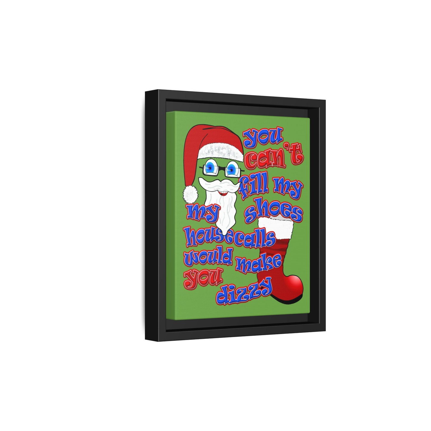 santa's shoes - framed canvas art (green)