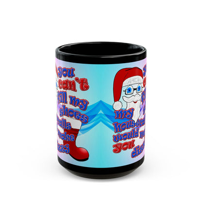 santa's shoes - Black Mug (light blue-pink wave)