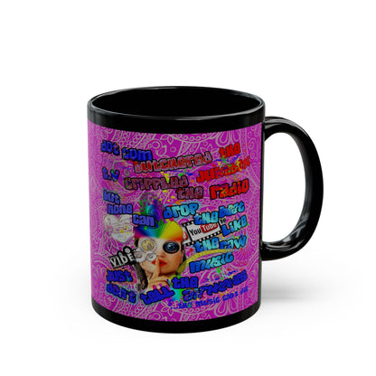 drop the beat - Black Mug (pink swirl)