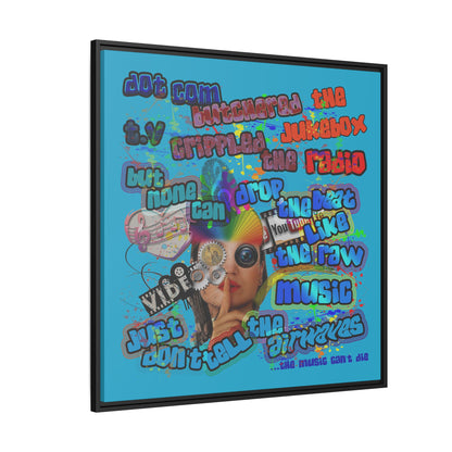 drop the beat - framed canvas art (turquoise)