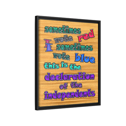 declaration of the independents - framed canvas art (butterscotch wood finish)