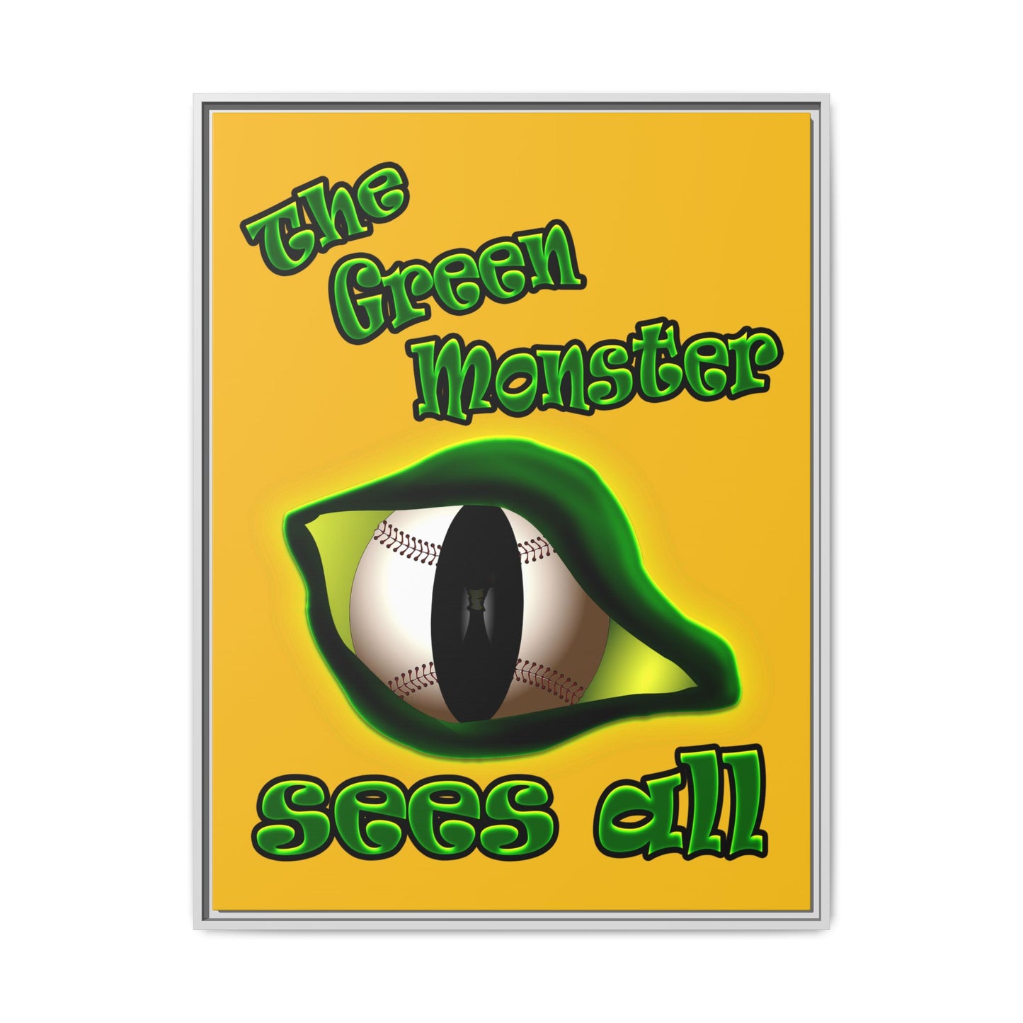 green monster - framed canvas art (yellow)