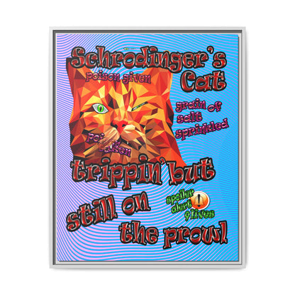 schrodinger's cat - framed canvas art (light blue-purple wave)