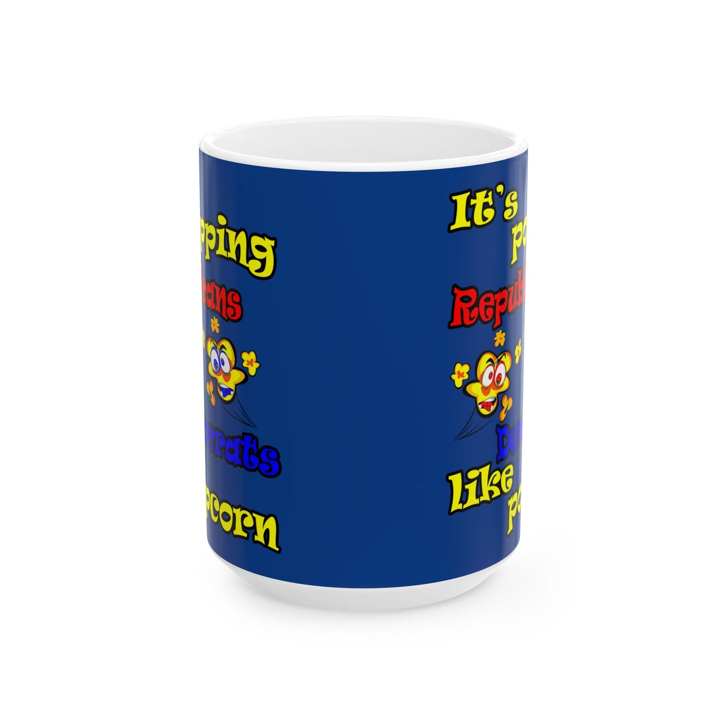 popping like popcorn - White Mug (dark blue)