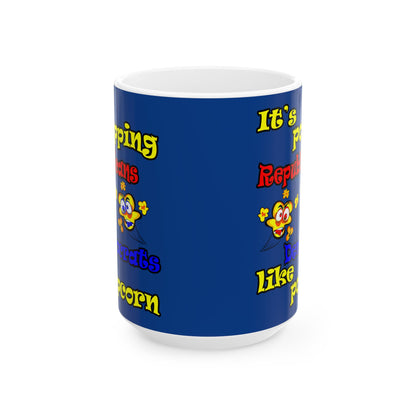 popping like popcorn - White Mug (dark blue)